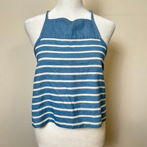 Saylor Crop Top Blue White Striped XS